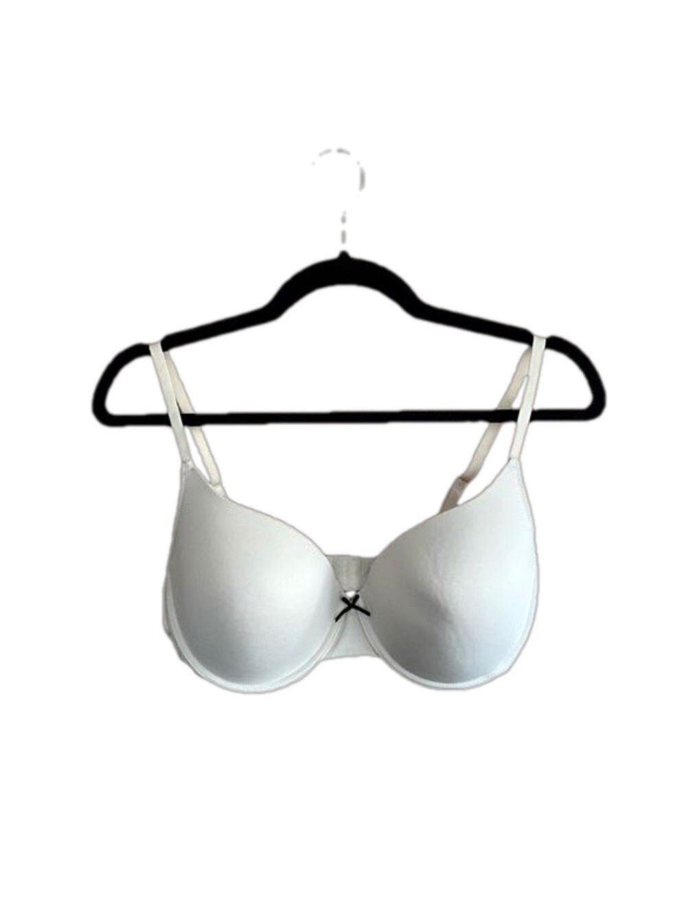Lightly lined underwire cream with black bow bra size 38D